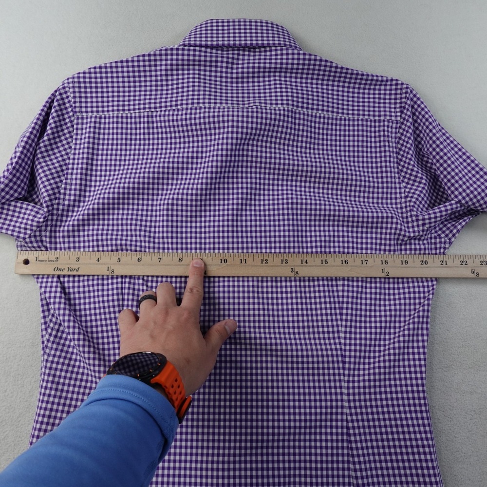 Lot of 2 State and Liberty Dress Shirts Mens Medium Check Plaid Stretch Athletic - Picture 9 of 16